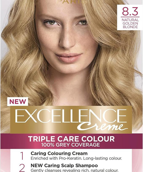 L'Oréal Paris Excellence Crème Permanent Hair Dye, Radiant At-Home Hair Colour with up to 100% Grey Coverage